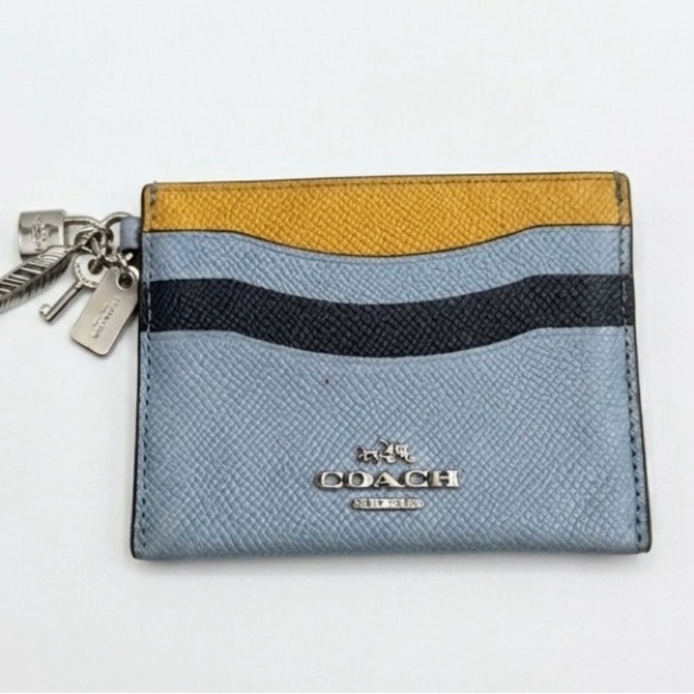 Coach Colorblock Leather Card Case With Silver Heard Book